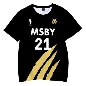 T-shirts Men's's Anime Haikyuu T-shirt 3d Print Tops MSBY Black Jackal Sport Men décontracté Femmes Streetwear Fashion Childre