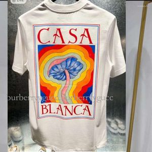 T-shirts T-shirts pour hommes T-shirts de créateurs Rainbow Mushroom Lettre Imprimer Tops à manches courtes Coton Lâche Hommes Casa Blanca Femmes Chemise JHVD