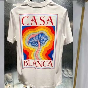 T-shirts T-shirts pour hommes T-shirts de créateurs Rainbow Mushroom Lettre Imprimer Tops à manches courtes Coton Lâche Hommes Casa Blanca Femmes Chemise JHVD