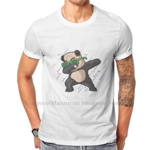 T-shirts heren t schattig kleine panda met glazen deping dance graphic 2023 printen streetwear vrije tijd shirt heren korte mouw lnyt