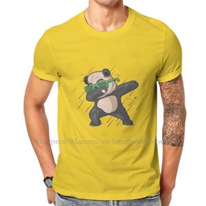 T-shirts heren t schattig kleine panda met glazen deping dance graphic 2023 printen streetwear vrije tijd shirt heren korte mouw vm1d