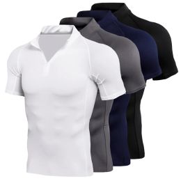T-shirts hommes Tshirt Running Compression Tshirts Men's Rashguard Men's Zipper Tops Turtleneck Gym Shirt Fitness Running Shirt Sportswear