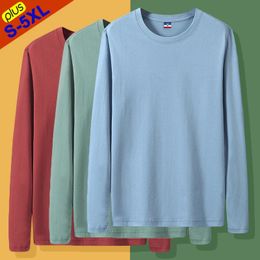 T-shirts Mannen Vrouwen Lange Mouw Effen Katoenen Top T-shirts Mannelijke Vrouwelijke Basic Kinderen T-shirt Plus Size 5XL Ondergoed 240226