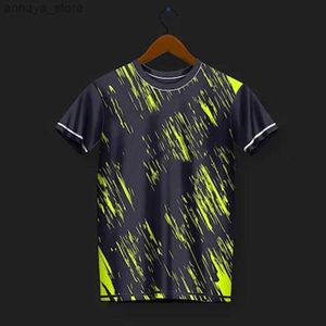 T-shirts Heren Ademend sportkleding Kleur Stripe Print Training Uniform Outdoor Badminton Shirts Mens Tafel Tennis Korte mouw Topsl2404