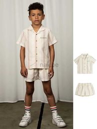 T-shirts Mini Kids Set Set 2024 Autumn Summer Mr Brand Boys Girls Dress Sweatshirt Pants Ins Ins Cotton Top Trousers Children Shirt 240410