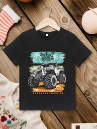 Camisetas Monster Truck Hipster Boys Shirt Summer Aventura al aire libre Moda Ropa para niños Manga corta Tops Black Street Teesl2405