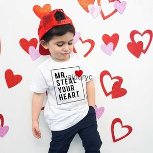 T-shirts Mr stelen je hart Valentijnshirt grappige valentijnskinderen t-shirt schattige Valentines ldrens t-shirt valentijn baby-outfit voor jongens H240508