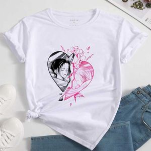 Camisetas nana anime japonés top de verano top para mujer camiseta en forma de corazón de manga negra casual harajuku camiseta2404