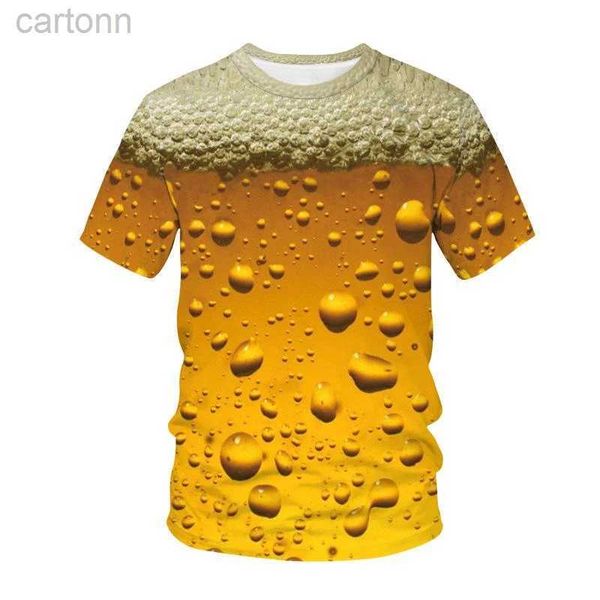 T-shirts Nouveau impression 3D bière T-shirt hommes femmes personnalisé Cool manches courtes t-shirts mode surdimensionné tendance hauts enfants T-shirt été ldd240314