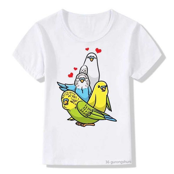 T-shirts Nouveau garçon T-shirt mignon Budgie Parrot Childrens T-shirt à la mode