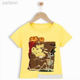 T-shirts Nouvelle vente chaude garçons t-shirts Halloween effrayant crâne impression graphique pour enfants Halloween cadeau costumes mode drôle enfants t-shirts ldd240314