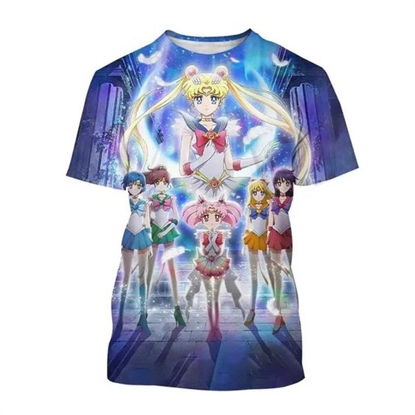 Camisetas New Sailor Moon Anime Printing Girl Camiseta de manga corta Camiseta Capali