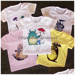 T-shirts Nieuwe Zomer 2021 My Neighbor Totoro Print Kinderen Jongens Meisje Kinderkleding Casual Baby Tees Tops Voor Meisjes T shirts Drop Deliv Dh2N0