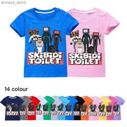T-shirts Nieuwe zomer hete spel Skibidi Toilet T-shirt Childrens 3D Printing T-Shirt Boys Sprekerman Kleding Tiener Girls Casual Street Clothingl2405