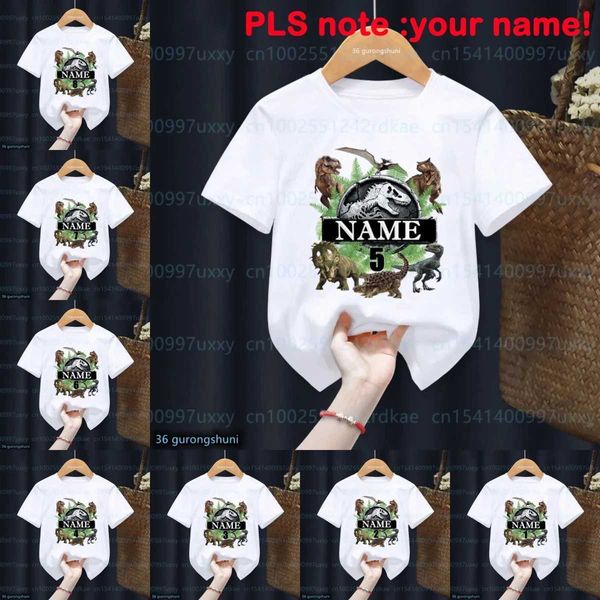 T-shirts Notez votre nom Nouveau film chaud Jurassic Park Birthday Gift 1-10th Tshirt Funny Dinosaur T-shirts garçons Tshirts Kids Clothes Tops T240509