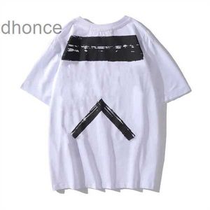 T-shirts Offs Long Mens Sheeve White Cotton Sketch Impression de la flèche 2022 Tops Tops