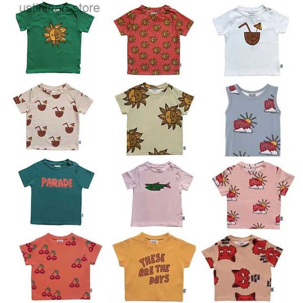 Camisetas Un día a estrenar Camisetas de dibujos animados de verano para niños Patrón de sol Camisetas de algodón para niñas pequeñas Tops Ropa para bebés Ropa de algodón Moda Brand24328