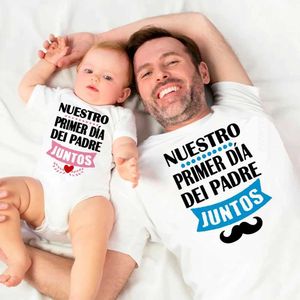 T-shirts onze eerste vadersdag familie matching kleren Daddy T-shirt baby bodysuit papa baby vaders dag look outfit vakanties shirt t240509