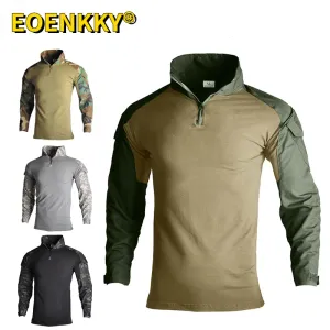 T-shirts Outdoor Combat Shirt wandelende shirts +pads T-shirt Tactische camo jachtkleding Camping Militaire top Leger Lang shirt Men Kleding