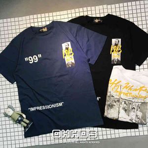 t-shirts paquet mail ins beauté tendance personnalité lâche 99 graffiti bateau de pêche peinture à l'huile surdimensionné t-shirt à manches courtes nouveaux amoureux