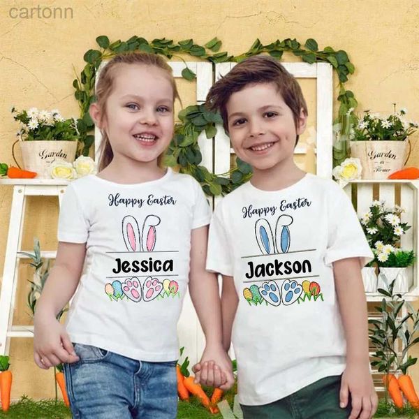 Camisetas Camiseta personalizada de Pascua para niños conejito, nombre personalizado, ropa para niños, Tops, camisa para niño y niña, traje de fiesta de Pascua, camiseta a juego para hermanos ldd240314