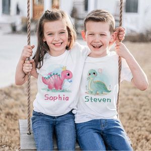 T-shirts gepersonaliseerd kind dinosaurus t-shirt aangepaste naam kinderkleding top tee kind schattig verjaardag cadeau t-shirt baby peuter dinosaurus shirts p230419