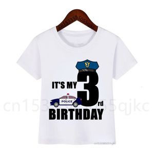 T-shirts Policier 1-10 Anniversaire Numéro Imprimer T-shirt Enfants Voiture Anniversaire Garçon T-shirts Garçon Fille Cadeau Drôle T-shirt Présent Outfit 230626