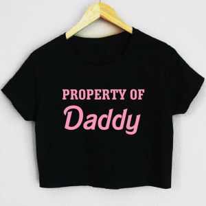 Camisetas de propiedad de papá para mujer, Top corto Y2k, accesorios, camiseta, ropa gótica, moda de verano, camisetas para chica Daddys, ropa de calle para mujer