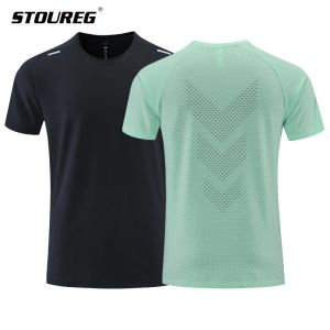 T-shirts Tshirts de course masculins secs rapides, tshirt de sport de fitness à manches courtes, de jogging respirant jogging de sports de sport de gym de gymnase pour mâle