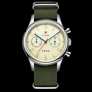 T-shirts Red Star 40 mm Seagull 1963 chronograaf mechanisch herenpolshorloge met zwanenhals Pilot St1901 Air Force Aviation Sapphire Watch