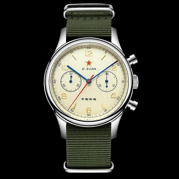 Red Star 40mm Seagull 1963 Chronographe Montre-bracelet mécanique pour homme avec col de cygne Pilote St1901 Air Force Aviation Sapphire Watch