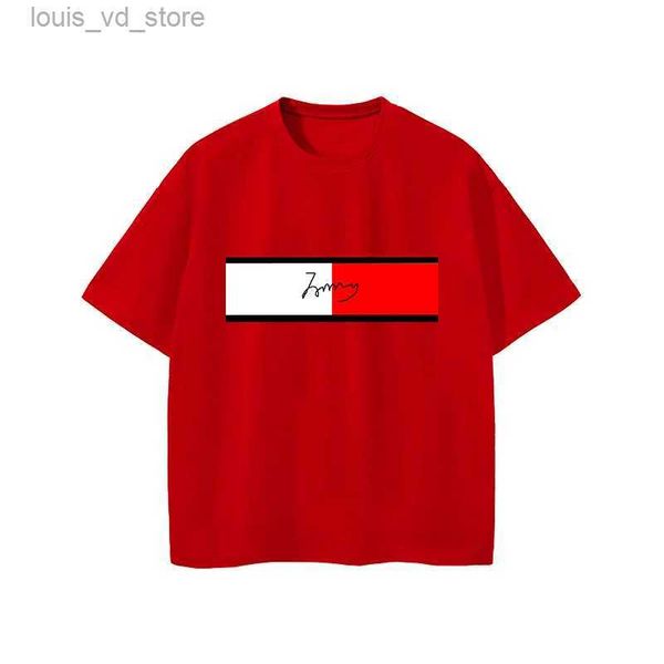 T-shirts Red White Simple Style Design Imprimé Kids Summer Fashion Casual T-shirt Pure Coton Tops confortable Tee Nouveau style 4-14T Taille T240415