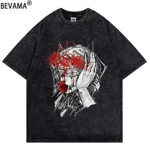 T-shirts T-shirt gothique rétro Y2K T-shirt à manches courtes T-shirt anime Hip Hop Extra Large Skeleton T-shirt Corée Clothingl2404