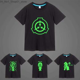 T-shirts SCP Foundation T-shirt lumineux fluorescent décontracté garçons filles manches courtes T-shirts hauts pour enfants été tout-Match garçon vêtements Q240218