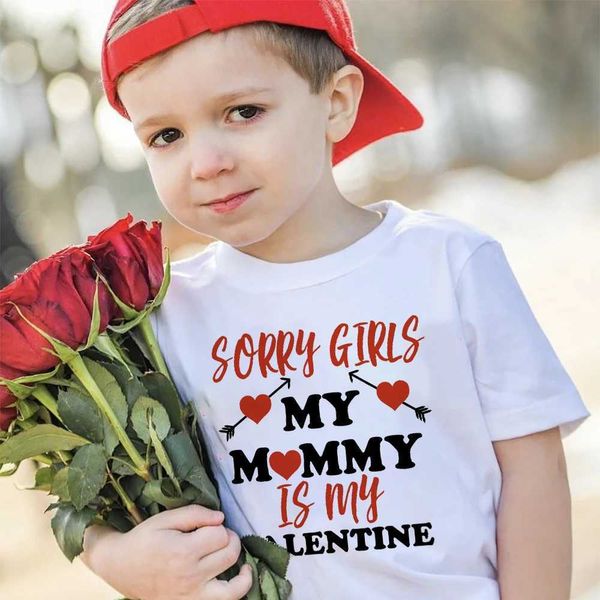 T-shirts Désolé filles maman est ma chemise imprimée Valentine Valentin Party Child T-shirt Tops Kid