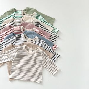 T-shirts printemps bébé T-Shirts infantile filles rayé Base t-shirt garçons coton col rond hauts 230414