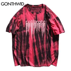 Camisetas Streetwear Hip Hop Casual Tie Dye Stripe Camisetas Harajuku Moda Verano Algodón suelto Manga corta Tees Tops 210602