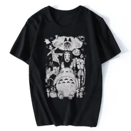 T-shirts Studio Ghibli-films Vintage T-shirt, totoro Spirited Away Mononoke Miyazaki Tee Nieuw aankomst Men T-shirt Katoen T-shirt