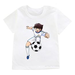 T-shirts Zomeranime Captain Tsubasa Le Petit Footballer Print Kids T-Shirts Boys Cool T-shirt Cartoon T-shirts Children veelzijdige tops 230418