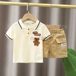 T-shirts Summer Baby Boy Clothing ensembles Fashion ours broderie T-shirt à manches courtes + shorts enfants 2pcs costume 1-5y girl kids sportif set 240410