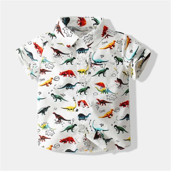 T-shirts Summer Beach Hawaiian Baby Shirts For Boys Kids Kids Cartoon Dinosaure Colaire Casual Gentleman Enfants Boulieaux Blouse Blouse Tops Tees