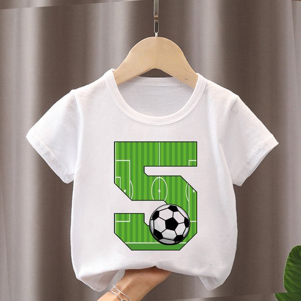 T-shirts Summer Boys Girls Football T-shirts T-shirt d'anniversaire 1-12 ans T-shirt de soccer garçon pour enfants Tshirt Gift Tshirt 230617