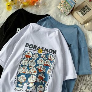 T-shirts Zomer Cartoon Cotton Katoenen shortsleeved T-shirt Mannelijke studenten Japanse Doraemon Anime Gedrukt shirt Loose paar tanktop