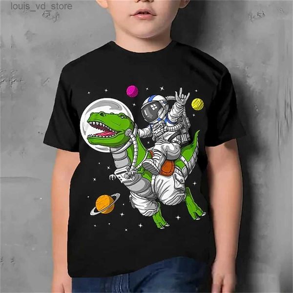 T-shirts Summer Childrens 3D Impression T-shirt Enfants garçons filles enfants Dinosaur Shirts Child Baby Cartoon Tee Top Top Jurassic Park Vêtements T240415