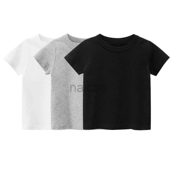 T-shirts Summer Cotton Boys T-shirt à manches courtes Tshirt blanc pour fille couleur solide