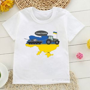 T-shirts Zomer Mode Oekraïne Vlag Zonnebloem Print T-Shirt Kids Harajuku T-shirt Kinderkleding Jongens Wit Tees Tops 230606