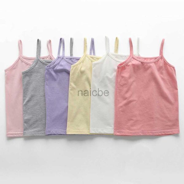 Camisetas Summer Girls String Strappy Tops Camiseta para niños Camisol de algodón Camisol Camiseta para niños Camas de tanque de algodón Cotton de algodón 2024 240410