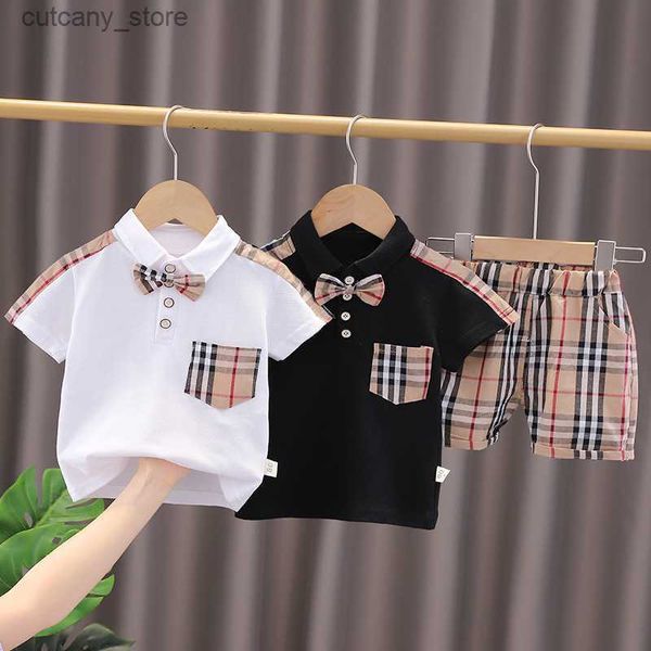 T-shirts Summer Infant Clothes Boys Vêtements Baby Plaid T-shirt Short Children Tenues Courts Seve Kids Tracksuit 2 pièces Suit L46