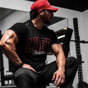 T-shirts zomerheren sportscholen casual strakke t-shirt fitness bodybuilding shirts brief bedrukte mode mannelijke katoenen hardloop kleding T-shirt tops