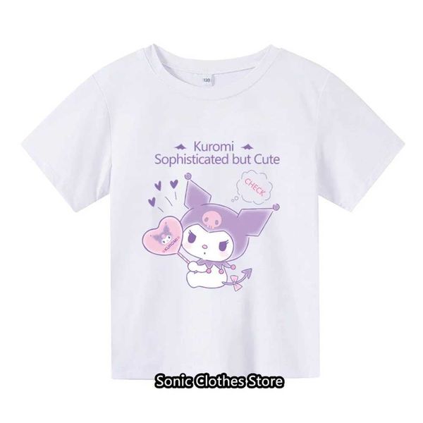 T-shirts Summer New Kawaii Kuromi T-shirt 3-13 ans pour enfants pour enfants pour enfants et garçons manches courtes Pattern2404